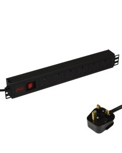 Fusion Horizontal Filtered PDU, 6 Way 13 Amp UK Plug