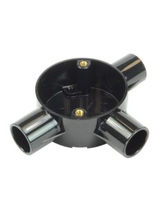 Round PVC Conduit Black 25mm 3-Way Tee Box 3MRB5BK